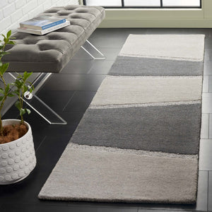 Safavieh Fifth Avenue Wool Runner Rug Hand Tufted Striped Hallway Accent in Grey Charcoal 2'-3" x 8'-0" FTV704F-28