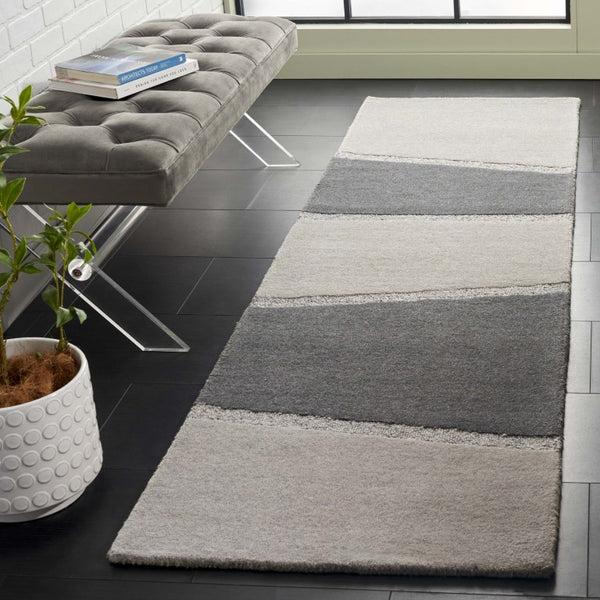 Safavieh Fifth Avenue Wool Runner Rug Hand Tufted Striped Hallway Accent in Grey Charcoal 2'-3" x 8'-0" FTV704F-28