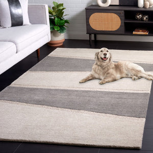 Safavieh Fifth Avenue Wool Runner Rug Hand Tufted Striped Hallway Accent in Grey Charcoal 6'-0" x 9'-0" FTV704F-6