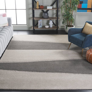 Safavieh Fifth Avenue Wool Runner Rug Hand Tufted Striped Hallway Accent in Grey Charcoal 8'-0" x 10'-0" FTV704F-8
