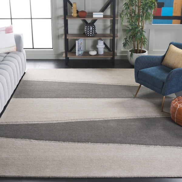 Safavieh Fifth Avenue Wool Runner Rug Hand Tufted Striped Hallway Accent in Grey Charcoal 8'-0" x 10'-0" FTV704F-8
