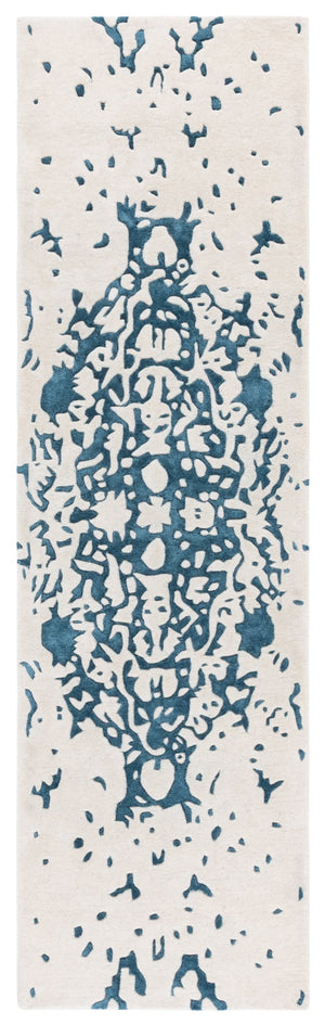 Safavieh Fifth Avenue Hand Tufted Runner Rug - Modern Abstract Design, Luxurious Wool & Viscose Blend, 8ft Length Teal ,Ivory 60% Wool,30% Viscose,10% Cotton Ftv751l-28
