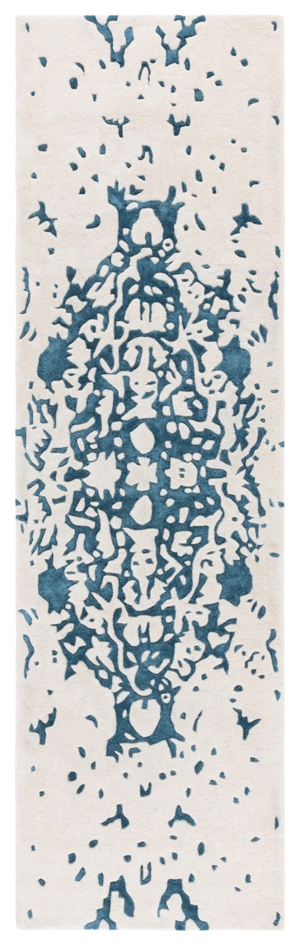 Safavieh Fifth Avenue Handcrafted Area Rug - Modern Teal And Ivory Abstract Design For Luxurious Spaces Teal ,Ivory 60% Wool,30% Viscose,10% Cotton Ftv751l-8