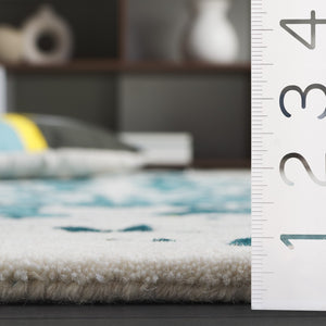 Safavieh Fifth Avenue Handcrafted Area Rug - Modern Teal And Ivory Abstract Design For Luxurious Spaces Teal ,Ivory 60% Wool,30% Viscose,10% Cotton Ftv751l-8