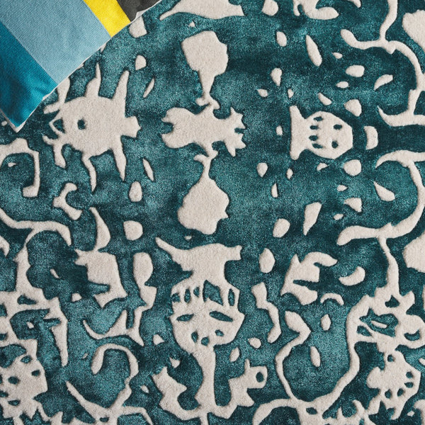 Safavieh Fifth Avenue Hand Tufted Runner Rug - Modern Abstract Design, Luxurious Wool & Viscose Blend, 8ft Length Teal ,Ivory 60% Wool,30% Viscose,10% Cotton Ftv751l-5