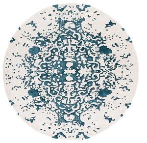 Safavieh Fifth Avenue Handcrafted Area Rug - Modern Teal And Ivory Abstract Design For Luxurious Spaces Teal ,Ivory 60% Wool,30% Viscose,10% Cotton Ftv751l-8