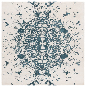 Safavieh Fifth Avenue Hand Tufted Runner Rug - Modern Abstract Design, Luxurious Wool & Viscose Blend, 8ft Length Teal ,Ivory 60% Wool,30% Viscose,10% Cotton Ftv751l-6sq