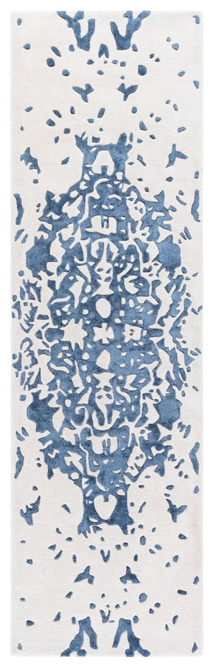 Safavieh Fifth Avenue Hand Tufted Runner Rug - Modern Abstract Design, Luxurious Wool & Viscose Blend, 8ft Length Blue ,Ivory 60% Wool,30% Viscose,10% Cotton Ftv751m-28