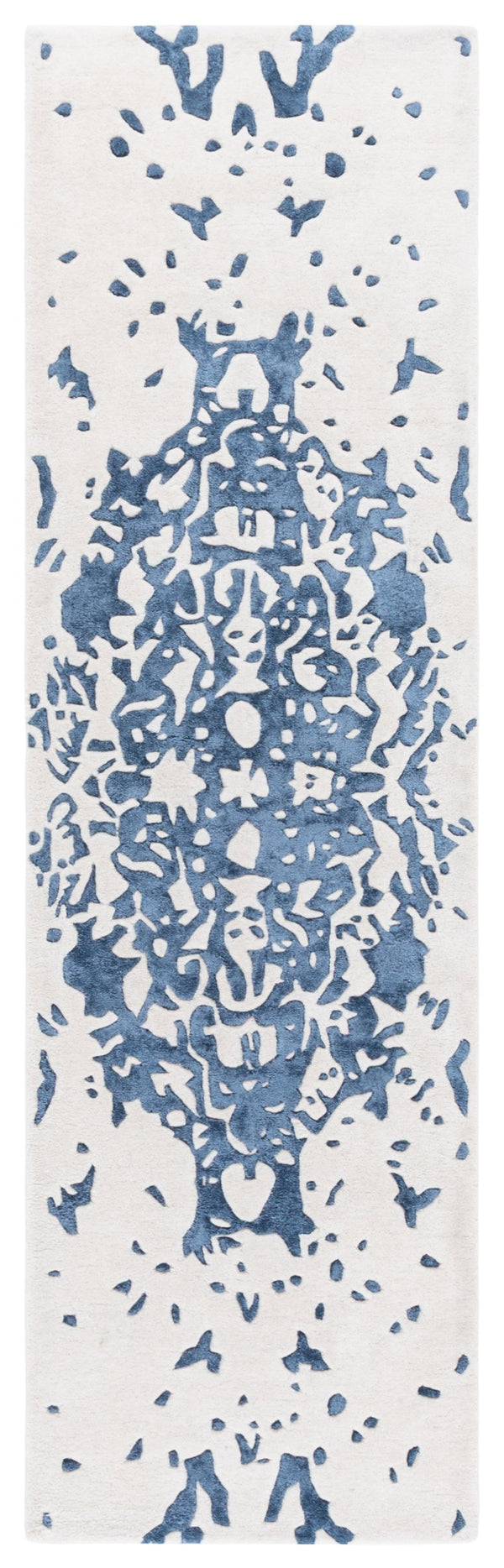 Safavieh Fifth Avenue Hand Tufted Runner Rug - Modern Abstract Design, Luxurious Wool & Viscose Blend, 8ft Length Blue ,Ivory 60% Wool,30% Viscose,10% Cotton Ftv751m-28