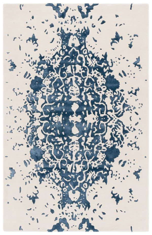 Safavieh Fifth Avenue Hand Tufted Runner Rug - Modern Abstract Design, Luxurious Wool & Viscose Blend, 8ft Length Blue ,Ivory 60% Wool,30% Viscose,10% Cotton Ftv751m-5