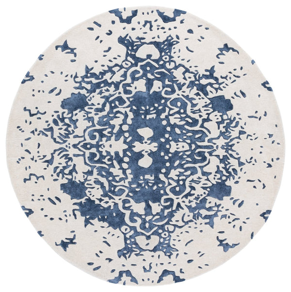 Safavieh Fifth Avenue Hand Tufted Runner Rug - Modern Abstract Design, Luxurious Wool & Viscose Blend, 8ft Length Blue ,Ivory 60% Wool,30% Viscose,10% Cotton Ftv751m-6r