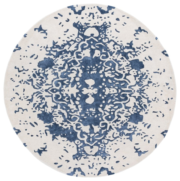 Safavieh Fifth Avenue Handcrafted Area Rug - Modern Teal And Ivory Abstract Design For Luxurious Spaces Blue ,Ivory 60% Wool,30% Viscose,10% Cotton Ftv751m-8