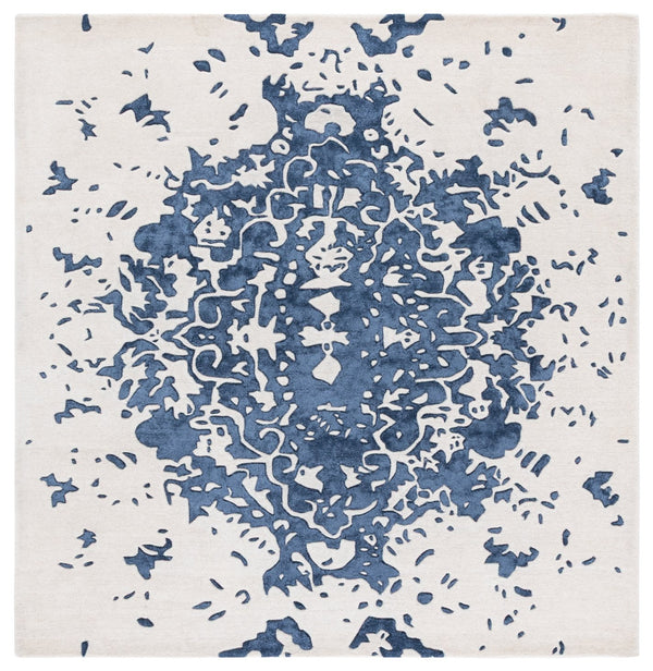 Safavieh Fifth Avenue Hand Tufted Runner Rug - Modern Abstract Design, Luxurious Wool & Viscose Blend, 8ft Length Blue ,Ivory 60% Wool,30% Viscose,10% Cotton Ftv751m-6sq