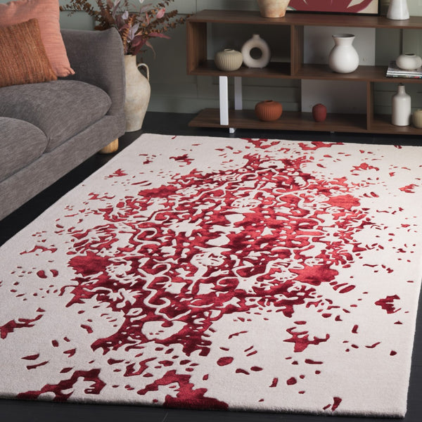 Safavieh Fifth Avenue Handcrafted Area Rug - Modern Teal And Ivory Abstract Design For Luxurious Spaces Red ,Blue 60% Wool,30% Viscose,10% Cotton Ftv751q-8