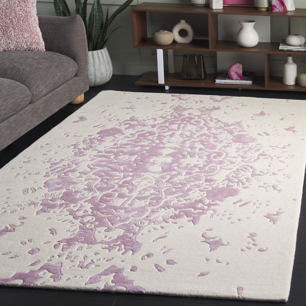 Safavieh Fifth Avenue Hand Tufted Runner Rug - Modern Abstract Design, Luxurious Wool & Viscose Blend, 8ft Length Lavander ,Ivory 60% Wool,30% Viscose,10% Cotton Ftv751v-5