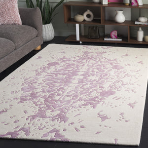 Safavieh Fifth Avenue Handcrafted Area Rug - Modern Teal And Ivory Abstract Design For Luxurious Spaces Lavander ,Ivory 60% Wool,30% Viscose,10% Cotton Ftv751v-8