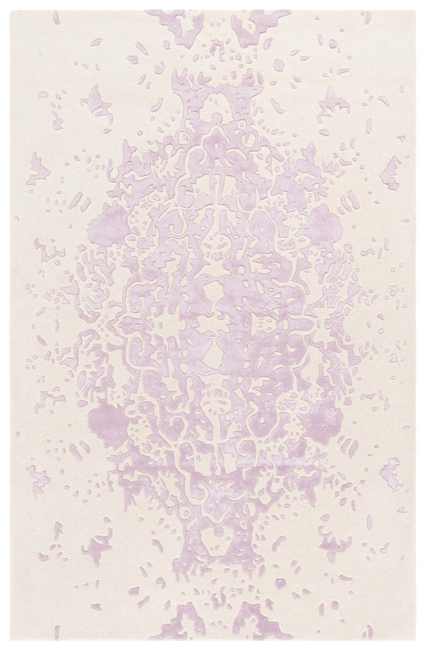 Safavieh Fifth Avenue Handcrafted Area Rug - Modern Teal And Ivory Abstract Design For Luxurious Spaces Lavander ,Ivory 60% Wool,30% Viscose,10% Cotton Ftv751v-8