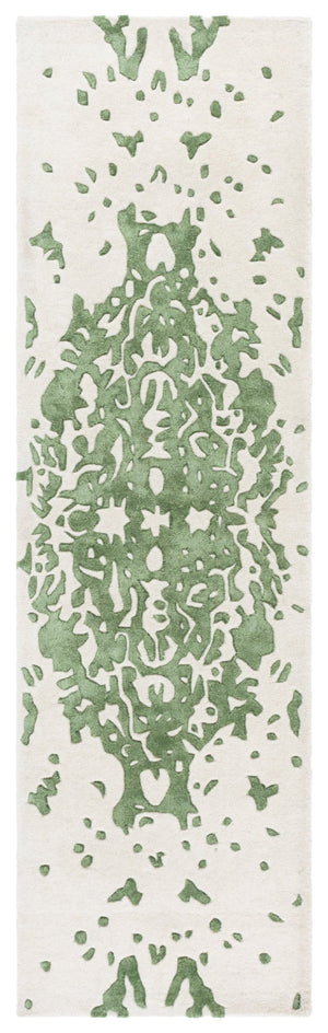 Safavieh Fifth Avenue Hand Tufted Runner Rug - Modern Abstract Design, Luxurious Wool & Viscose Blend, 8ft Length Green ,Ivory 60% Wool,30% Viscose,10% Cotton Ftv751y-28