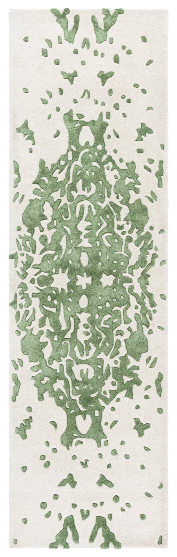 Safavieh Fifth Avenue Hand Tufted Runner Rug - Modern Abstract Design, Luxurious Wool & Viscose Blend, 8ft Length Green ,Ivory 60% Wool,30% Viscose,10% Cotton Ftv751y-28