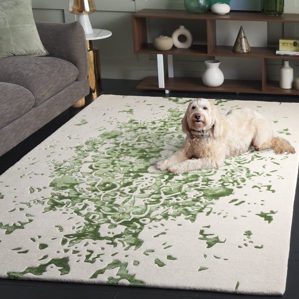 Safavieh Fifth Avenue Hand Tufted Runner Rug - Modern Abstract Design, Luxurious Wool & Viscose Blend, 8ft Length Green ,Ivory 60% Wool,30% Viscose,10% Cotton Ftv751y-5