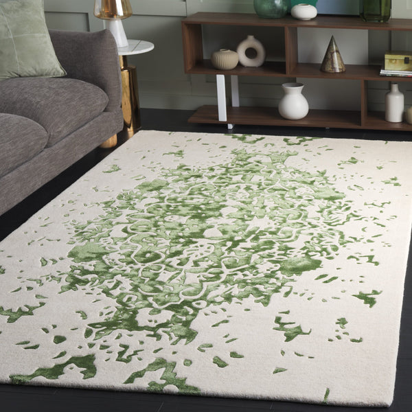 Safavieh Fifth Avenue Hand Tufted Runner Rug - Modern Abstract Design, Luxurious Wool & Viscose Blend, 8ft Length Green ,Ivory 60% Wool,30% Viscose,10% Cotton Ftv751y-5