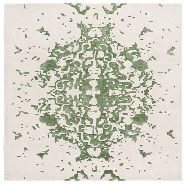 Safavieh Fifth Avenue Hand Tufted Runner Rug - Modern Abstract Design, Luxurious Wool & Viscose Blend, 8ft Length Green ,Ivory 60% Wool,30% Viscose,10% Cotton Ftv751y-6sq