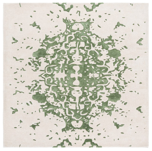 Safavieh Fifth Avenue Handcrafted Area Rug - Modern Teal And Ivory Abstract Design For Luxurious Spaces Green ,Ivory 60% Wool,30% Viscose,10% Cotton Ftv751y-8