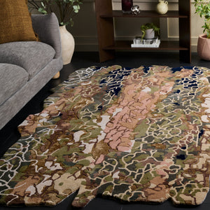 Safavieh Fifth Artisanal Hand-Tufted Green And Gold Area Rug — Low-Profile Wool Blend, Luxe Texture For Living Rooms 8'-0" x 10'-0" FTV754Y-8