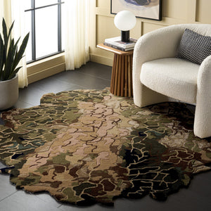 Safavieh Fifth Artisanal Hand-Tufted Green And Gold Area Rug — Low-Profile Wool Blend, Luxe Texture For Living Rooms 8'-0" x 10'-0" FTV754Y-8