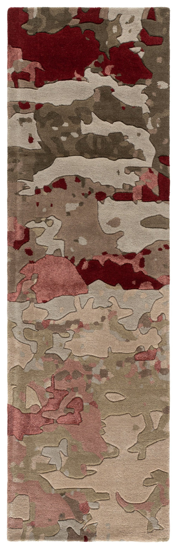 Safavieh Fifth Hand-Tufted Runner In Grey With Red Accents — Low-Profile Pile, Wool-Viscose Blend, Artisanal Made In India 2'-3" x 8'-0" FTV755F-28