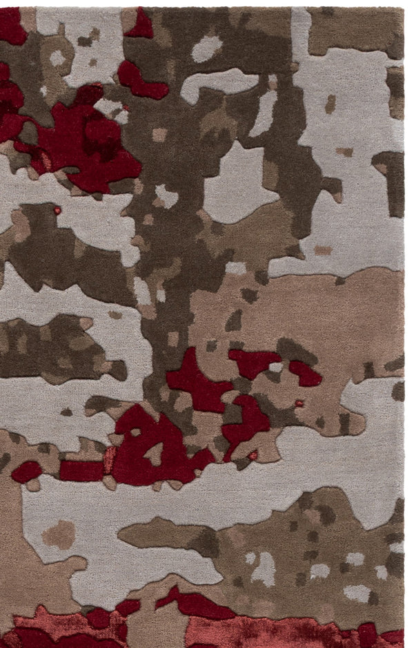 Safavieh Fifth Contemporary Hand-Tufted Square Area Rug In Grey And Red — Wool-Viscose Blend, Low Pile Comfort 6'-0" x 6'-0" FTV755F-6SQ