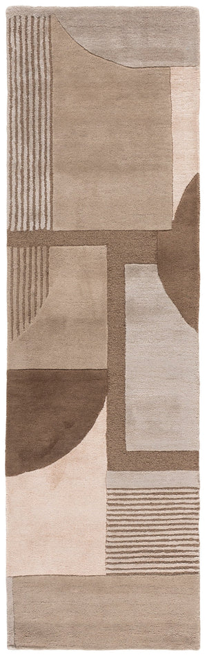 Safavieh Fifth Hand‑Tufted Geometric Rug In Brown Beige Tones — Mid‑Century Modern Warmth, Viscose Wool Cotton Blend 4'-0" x 6'-0" FTV850T-4