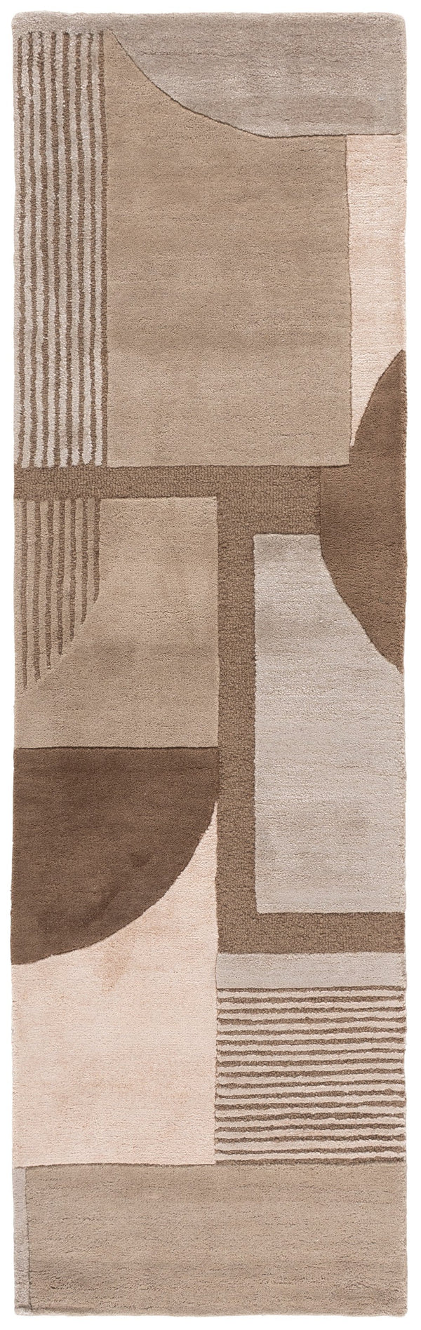 Safavieh Fifth Hand‑Tufted Geometric Rug In Brown Beige Tones — Mid‑Century Modern Warmth, Viscose Wool Cotton Blend 4'-0" x 6'-0" FTV850T-4