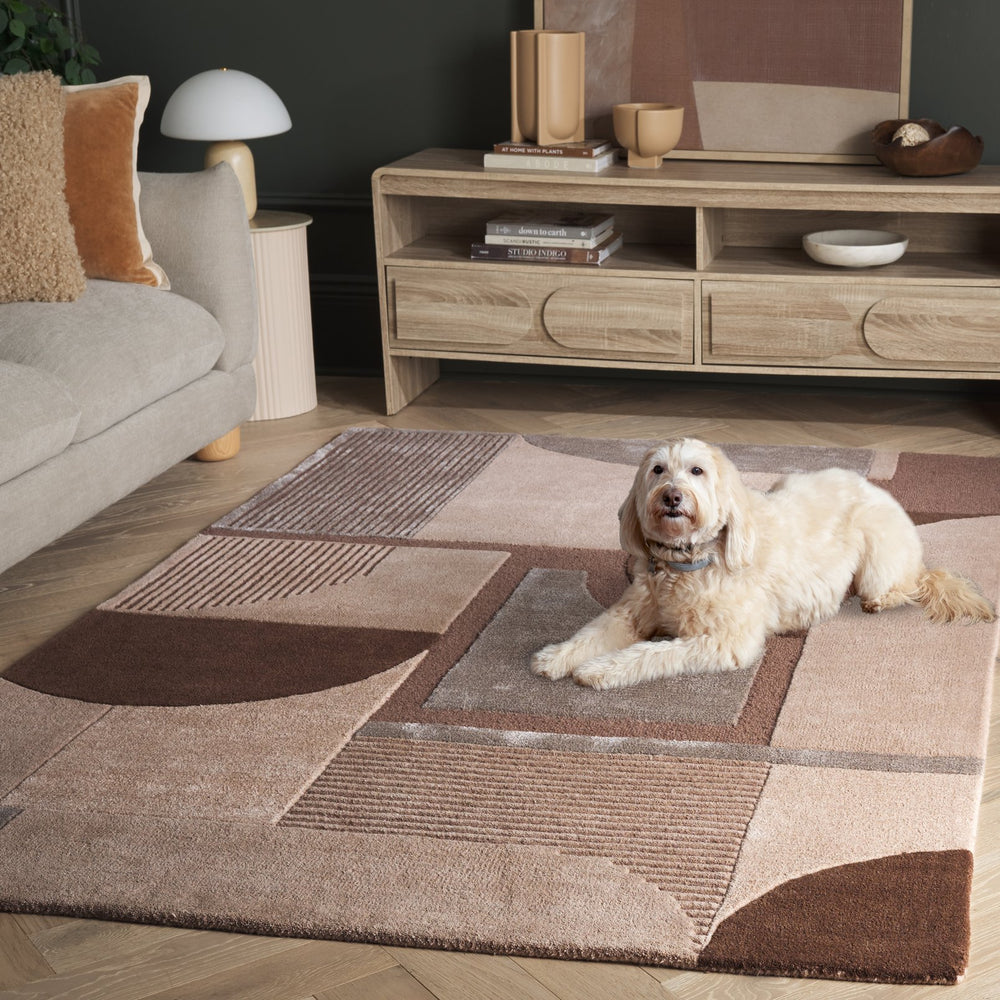 Safavieh Fifth Luxurious Round Hand-Tufted Rug In Brown Beige Tones — Low-Profile, Soft Viscose-Wool Blend For Modern Rooms 6'-0" x 6'-0" FTV850T-6R
