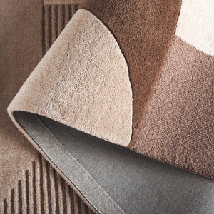 Safavieh Fifth Hand‑Tufted Geometric Rug In Brown Beige Tones — Mid‑Century Modern Warmth, Viscose Wool Cotton Blend 4'-0" x 6'-0" FTV850T-4