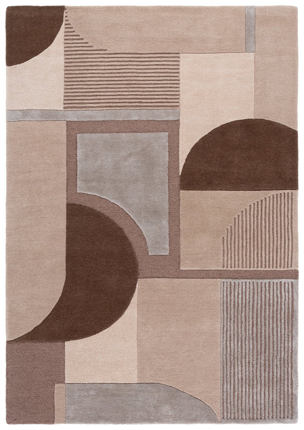Safavieh Fifth Hand‑Tufted Geometric Rug In Brown Beige Tones — Mid‑Century Modern Warmth, Viscose Wool Cotton Blend 4'-0" x 6'-0" FTV850T-4