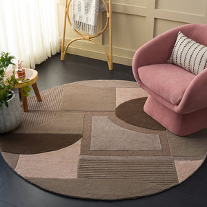 Safavieh Fifth Hand‑Tufted Geometric Rug In Brown Beige Tones — Mid‑Century Modern Warmth, Viscose Wool Cotton Blend 4'-0" x 6'-0" FTV850T-4