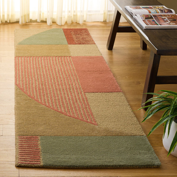Safavieh Fifth Handcrafted Hand-Tufted Area Rug In Green And Pink Tones, Low‑Pile Viscose-Wool Blend Luxury Centerpiece 6'-0" x 6'-0" FTV851Y-6SQ