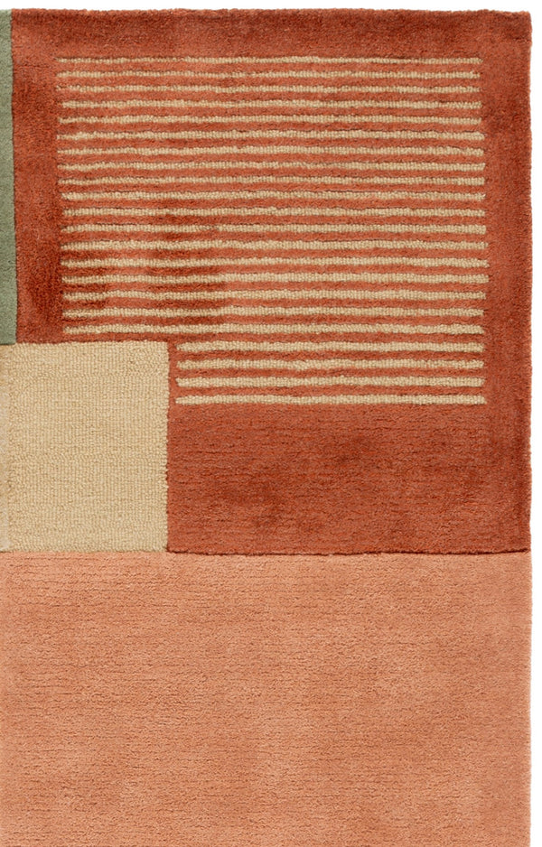 Safavieh Fifth Hand-Tufted Green And Pink Area Rug With Low-Profile Pile, Mid-Century Geometric Charm, Luxe Blend 6'-0" x 9'-0" FTV851Y-6