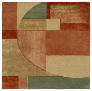 Safavieh Fifth Hand-Tufted Green And Pink Area Rug With Plush Viscose-Wool Blend, Low Profile, Modern Geometric Flair 4'-0" x 6'-0" FTV851Y-4