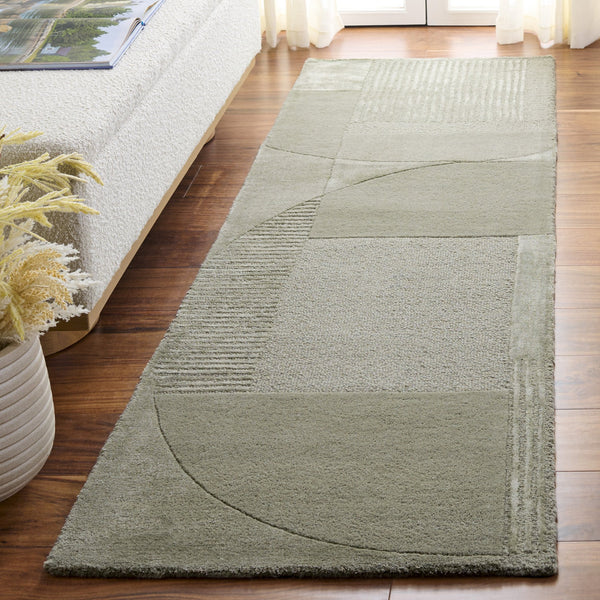 Safavieh Fifth Hand-Tufted Sage Beige Square Rug — Low-Profile Viscose-Wool Blend, Modern Geometric Luxe Finish 6'-0" x 6'-0" FTV852W-6SQ