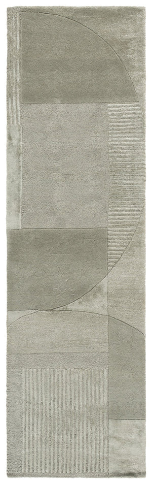 Safavieh Fifth Hand-Tufted Round Area Rug In Sage Beige Geometric Motif — Soft Viscose Wool Blend, 72" 6'-0" x 6'-0" FTV852W-6R