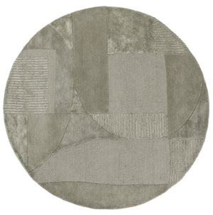 Safavieh Fifth Hand-Tufted Round Area Rug In Sage Beige Geometric Motif — Soft Viscose Wool Blend, 72" 6'-0" x 6'-0" FTV852W-6R