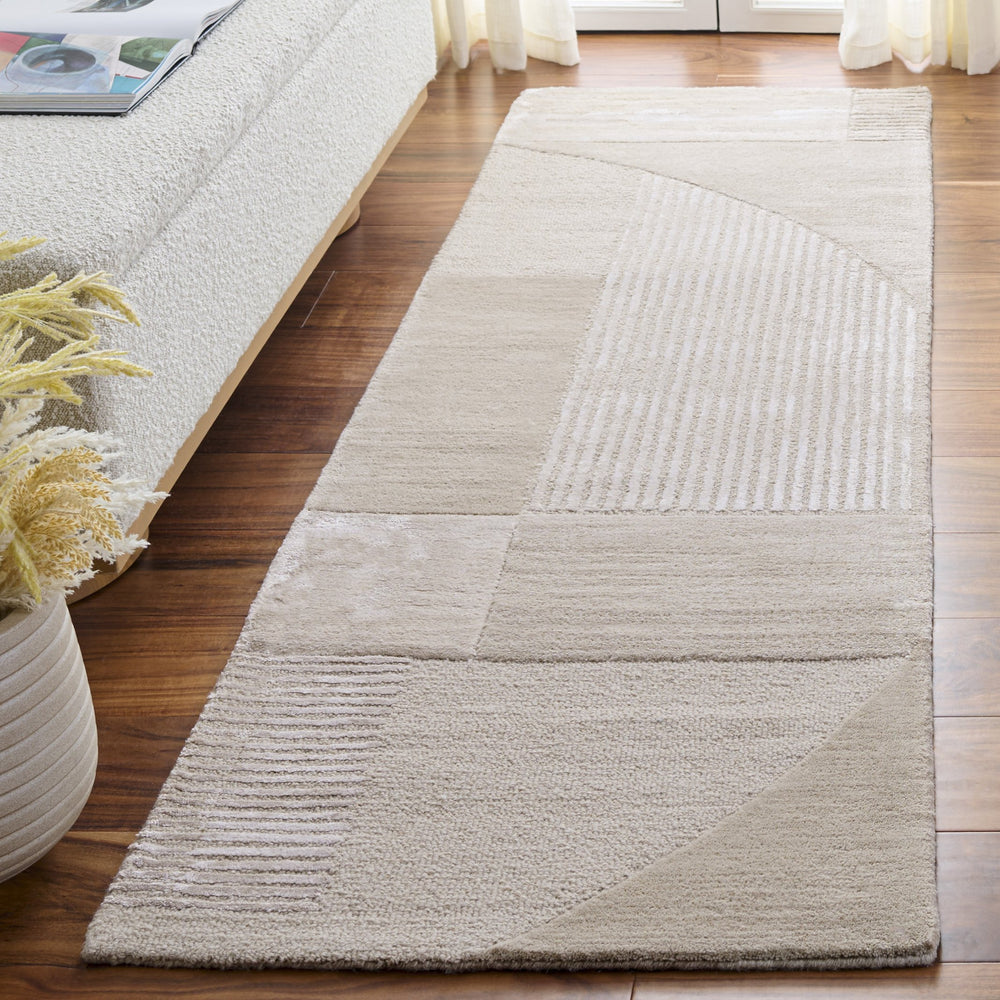 Safavieh Fifth Modern Hand-Tufted Beige Area Rug — Low-Profile Luxe Blend Of Viscose, Wool & Cotton For Contemporary Homes 6'-0" x 6'-0" FTV853B-6SQ