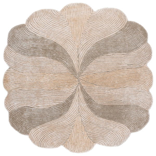 Safavieh Fifth Hand-Tufted Round Area Rug In Soothing Beige And Green Tones, Low-Profile Comfort, Luxe Sheen And Durability For Modern Living Spaces 5'-0" x 5'-0" FTV855B-5R