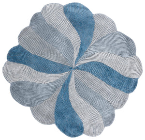 Safavieh Fifth Modern Round Hand-Tufted Area Rug In Muted Grey Blue Tones — Low Pile Viscose-Wool Blend Luxury 5'-0" x 5'-0" FTV855F-5R