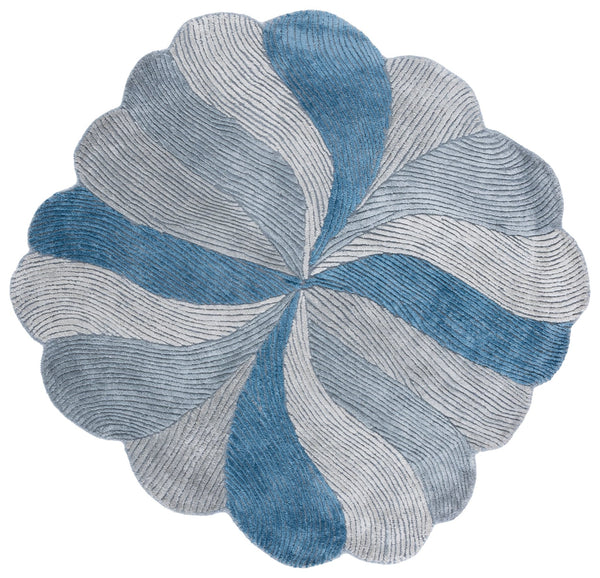 Safavieh Fifth Modern Round Hand-Tufted Area Rug In Muted Grey Blue Tones — Low Pile Viscose-Wool Blend Luxury 5'-0" x 5'-0" FTV855F-5R