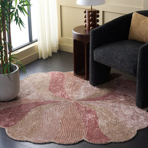 Safavieh Fifth Avenue Hand-Tufted Round Rug In Rust And Green Tones — Low 3/8" Pile, Viscose-Wool Blend Accent Piece 6'-0" x 6'-0" FTV855P-6R