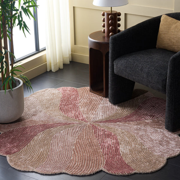 Safavieh Fifth Avenue Hand-Tufted Round Rug In Rust And Green Tones — Low 3/8" Pile, Viscose-Wool Blend Accent Piece 6'-0" x 6'-0" FTV855P-6R