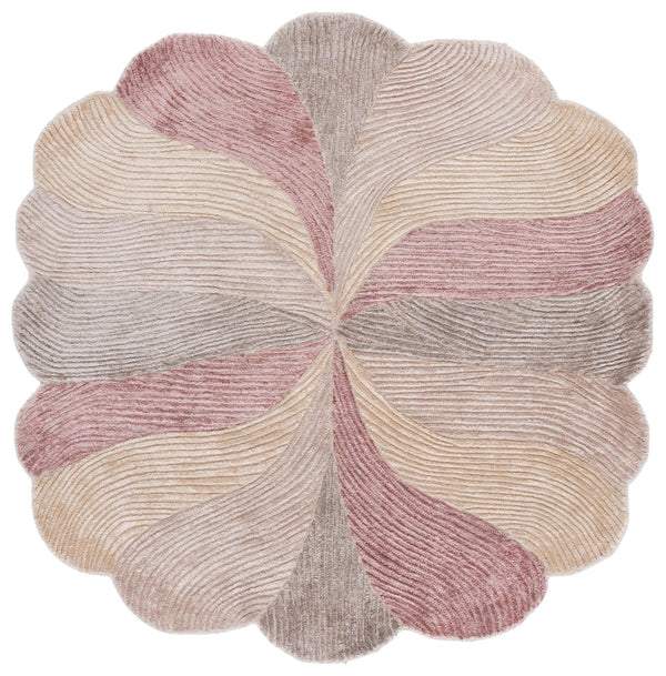 Safavieh Fifth Avenue Hand-Tufted Round Rug In Rust And Green Tones — Low 3/8" Pile, Viscose-Wool Blend Accent Piece 6'-0" x 6'-0" FTV855P-6R